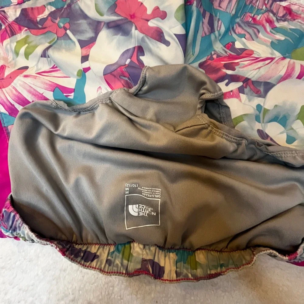 The North Face Girls Floral Print Athletic Shorts Size Medium 10 12 Pink Blue - Picture 6 of 6